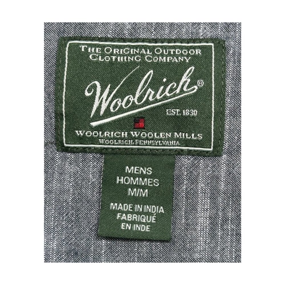 Woolrich Men's M Gray Chambray 2 Pocket Short Sleeve Button Down Shirt - Picture 4 of 5